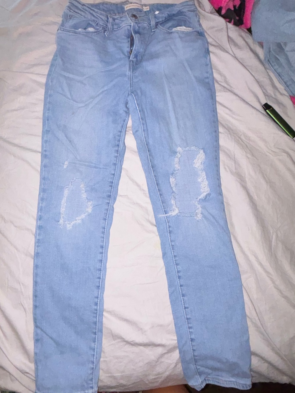 Levi's Light Blue Distressed Skinny Jeans